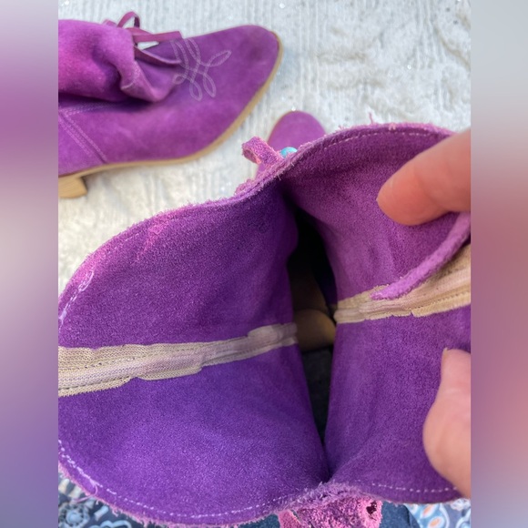 Vintage 70’s Purple Fringe Suede Women's Boots/Purple Cowgirl Boots 7-7.5 - Picture 11 of 12